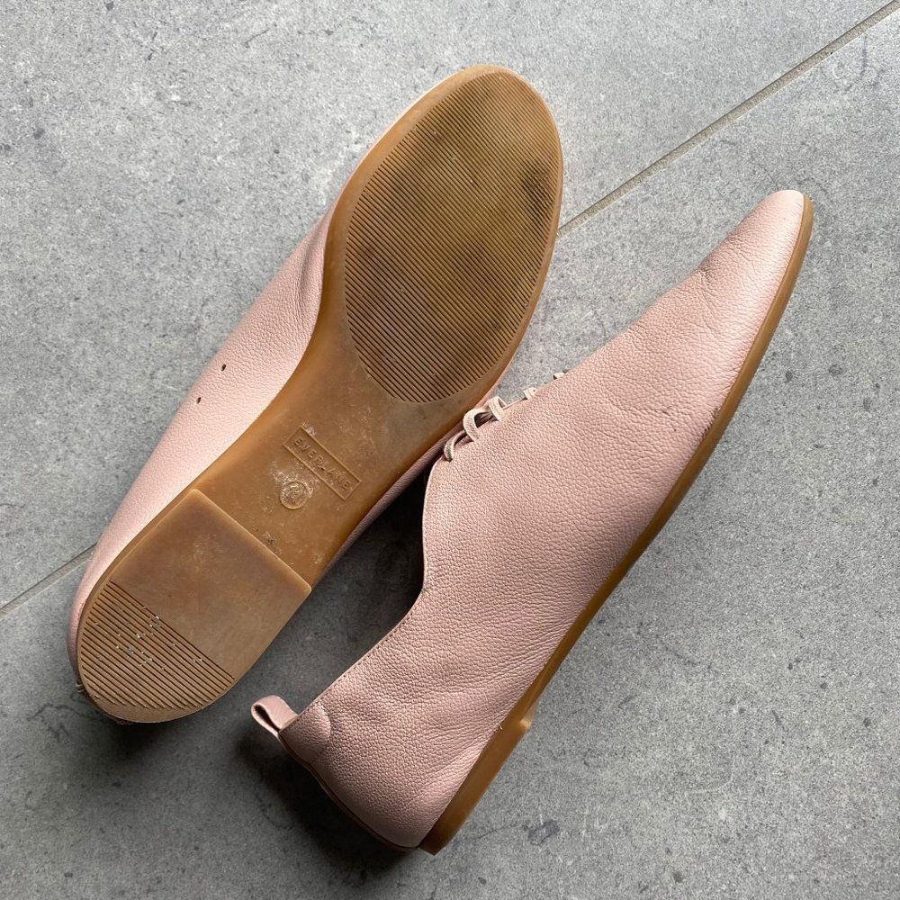 EUC Everlane the leather lace-up flat - blush pink derbys - Picture 7 of 11